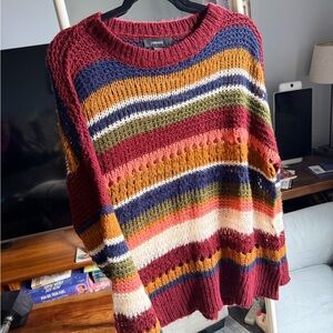 Forever 21 Multicolor Striped Crew Neck Sweater
